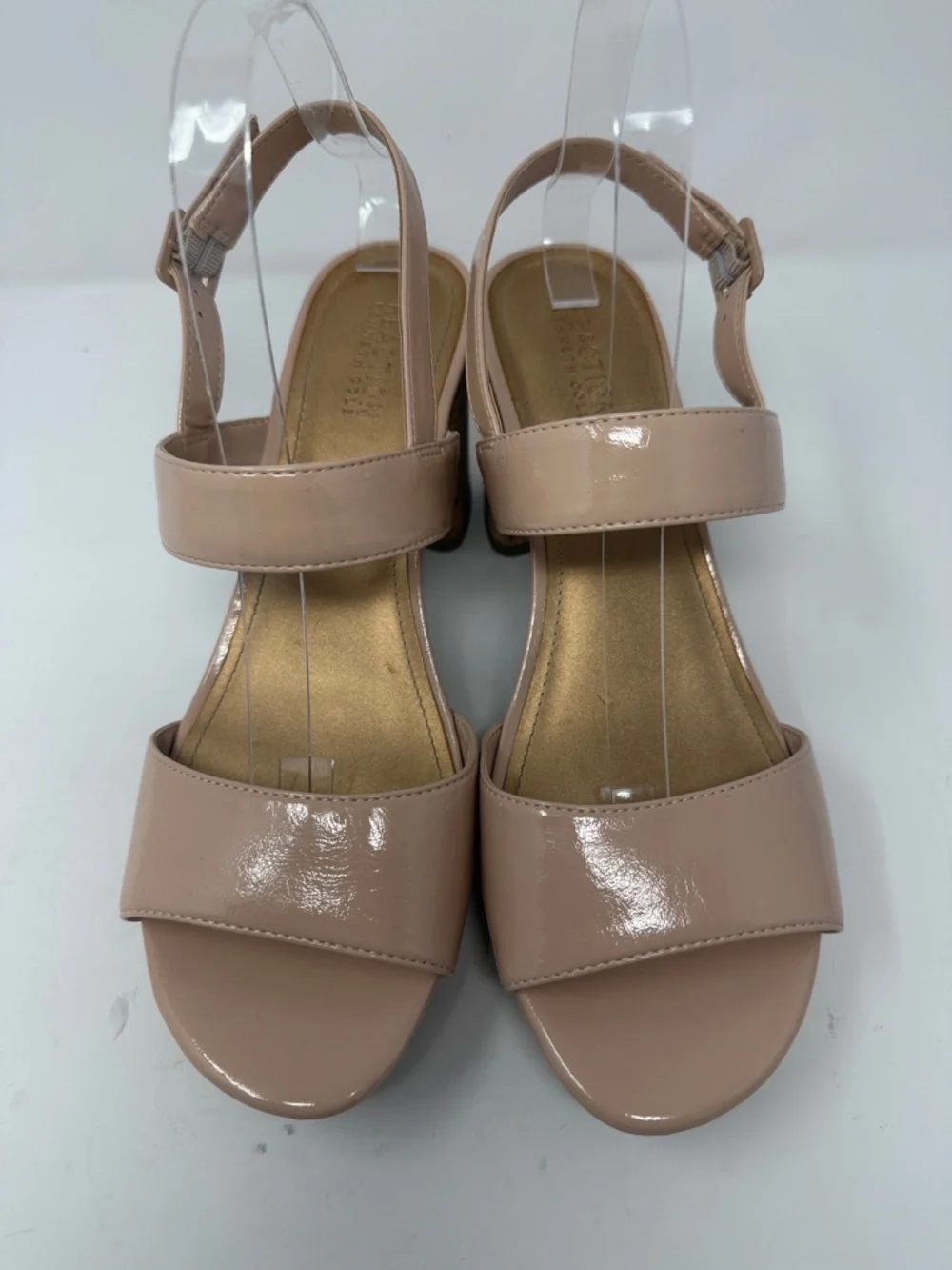 Reaction Kenneth Cole Platform Nude Patent Cork Block Heel Sandals Size 10M